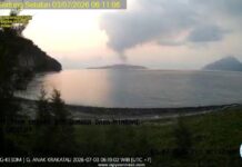 Gunung Anak Krakatau Makin Mengkhawatirkan! Status Naik Jadi Siaga, Sinar Api Masih Terlihat dari Kawah Gunung Anak Krakatau